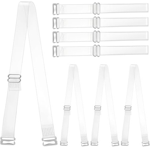 4 Pairs BH Durchsichtige Träger, Unsichtbare Klare BH Träger Transparent Silikon Weiche Trägern rutschfeste BH Schultergurte Verstellbare Durchsichtige BH Träger Ersatz für Frauen