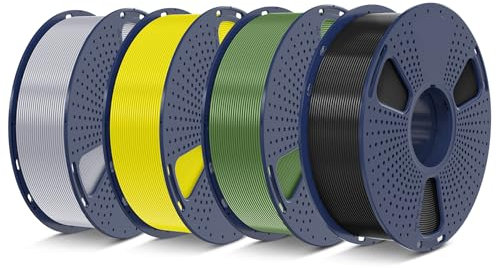 SUNLU PLA+ Filament 1.75mm 4KG, PLA Plus 3D Drucker Filament, Stärker belastbar, Neatly Wound,4 Spool 3D Druck PLA+ Filament, Maßgenauigkeit +/- 0.02mm, Schwarz+Gold+Silbrig+Gelb