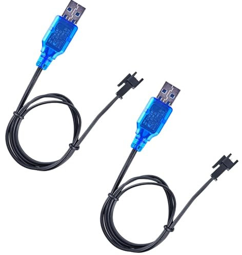 3,7 V HSP USB-Ladekabel mit SM-2P-Stecker,3.7V Battery Charger USB,3.7V Charger Cable,Ausgestattet mit LED-Anzeigeleuchten,Verwendet für elektrische Spielzeuge,Ferngesteuerte Drohnen,2 pcs