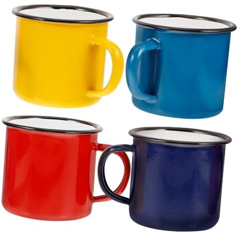 BELLIFFY 4stücke Emaille Tassen Vintage Camping Wasserbecher Kaffeebecher Teebecher Haushaltsbecher Bürobecher Milchbecher