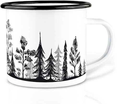 Ligarti® XXL Emaille Tasse (leicht & robust) | Camping Becher handveredelt in Deutschland | Kaffeetasse, Trinkbecher, Emaillebecher