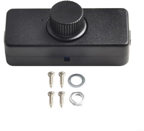 Zeroupshop Inline LED Dimmer Switch, LED Dimmer Switch, With Built-in Rotary Knob Control Tool Online Dimmer Dimmer Switch Knob (black)