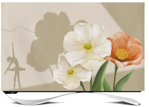 Indoor TV Dust Cover Soft Art Cloth Display Protective Case 55in TV Cover Dustproof TV Screen Protector Bedroom Living Room Decor(Size:28IN,Color:A)