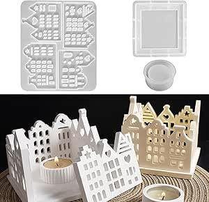 Silikonformen Gießformen Häuser, 3 Stück Silikonform Ostern 3D Haus Kerzenhalter, Gießform Silikon Häuser