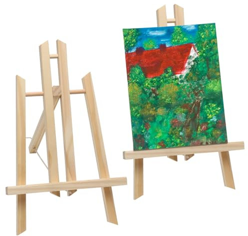 2 Pcs Easel Wooden for Art Display Medium, Easel Stand for Painting Table Top, Canvas Stand for Party, Birthday, Wedding, Arts & Crafts