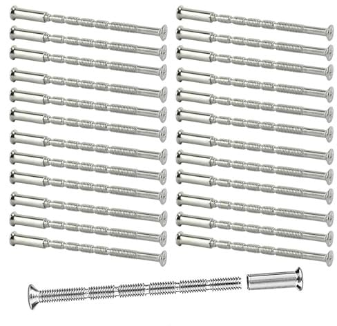 30PCS M3 Door Handle Fixing Screws - 60mm Through Bolts for Door Handles - Nickel Plated Connecting Screws with Sleeves - Secure Fit for Doors, Cabinets, and Drawers