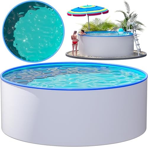 poolomio® Stahlwandpool Rund Ø 400 x 120 cm | Aufstellpool für Garten & Terrasse | Robuster Gartenpool mit feuerverzinkter Stahlwand 0,6mm | Inklusive 0,6 mm Poolinnenfolie & Skimmer