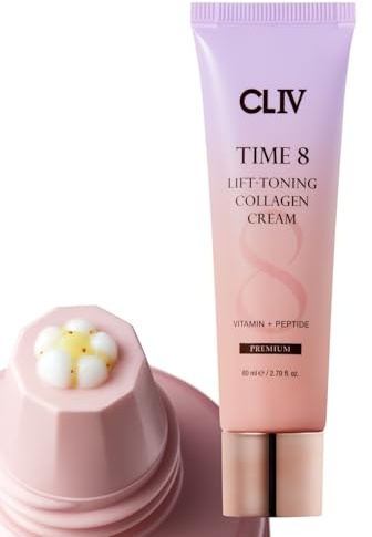 CLIV Time 8 Lift Toning Collagen Cream Koreanische Hautpflege Feuchtigkeitsspendende Gesichtscreme Mit Peptiden, Niacinamid & Multi-Vitamin-Komplex 80 Ml (2,7 Fl Oz)