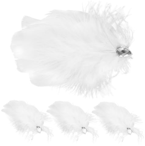 4 Pinces à Cheveux Plume Blanches, Accessoires de Cheveux | Mariage et Anniversaire, Style Simple et Classique, Lot Léger de 4 Pièces