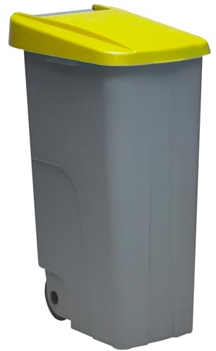 Well Home Conteneur recyclable 110 litres fermé Jaune 88 x 57 x 42 cm