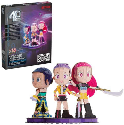 4D Build - K-Pop Demon Hunters - Huntr/x Chibis, 3 Huntrix-Heldinnen im Set - detailreiches 3D-Puzzle, aus hochwertigem Karton, 212 Teile, leicht zu Bauen, ab 12 Jahren