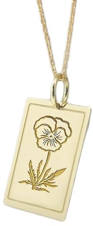 WORLD WIDE GEMS Violet Flower Engraved Coin Pendant Necklace 24x16mm with 18 Inch Cable Chain | Sterling Silver Gold Plated | Unisex Gift Jewelry|WW_PNDN_1821
