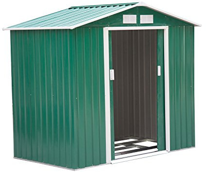Outsunny Abri de Jardin 2,42 m² - Remise pour Outils avec Fondation - cabanon Porte verrouillable - dim. 213L x 130l x 185H cm - tôle d'acier Vert
