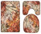 A.Monamour Badezimmer Badematte 3 Teilig Set Herbst Park Natur Landschaft Baum Ast Orange Gelbe Blätter Wald Tress Bild Für Wc-Zubehör Flanell Saugfähig Badteppiche Badvorleger Badgarnitur WC Vorleger