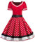 AXOE Damen 50er Jahre Kleider Rockabilly Vintage Festliches mit Abnehmbarer Gürtel A LinieRot Weiß Gepunktet, Gr.38, M