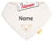Steiff Halstuch mit Namen personalisiert (bestickt), Baby Dreieckstuch personalisiert, Teddy Bär, Streifen, Mädchen/Junge (Grau/Beige)