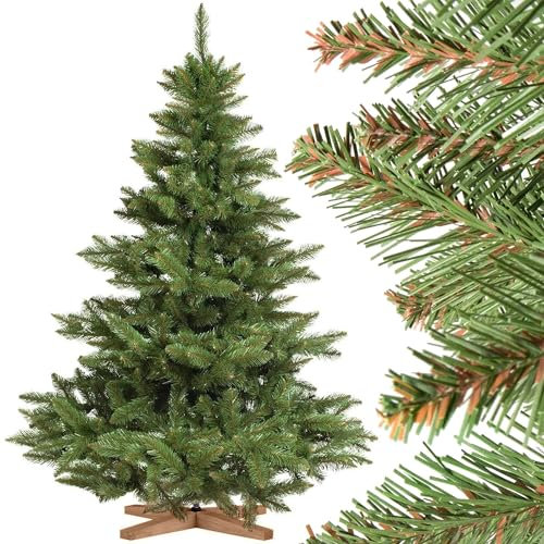 FAIRYTREES Weihnachtsbaum künstlich NORDMANNTANNE, grüner Stamm, Material PVC, inkl. Holzständer, 150cm