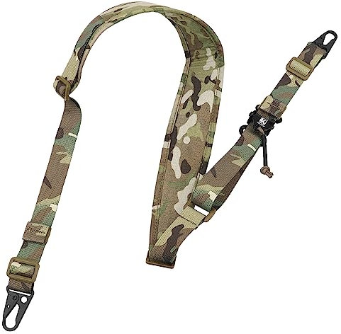 KRYDEX 1 Point / 2 Point Tactical Gun Sling Padded Combat Shooting Sling with Metal Hooks for Rifle, Airsoft, Shotgun
