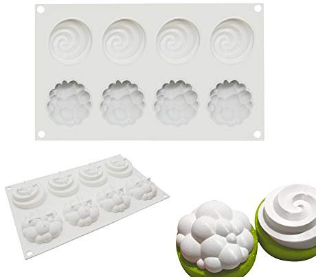 enduo Molde de Silicona para Chocolate y Bombones, Herramienta Redonda de plástico crujiente, 8 Agujeros, Dos en blíster