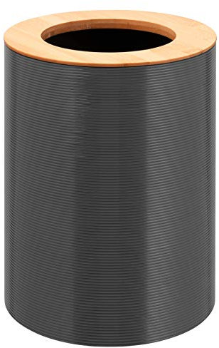 bremermann Segno Poubelle de salle de bain, en bambou et plastique, 5,5 l (gris)