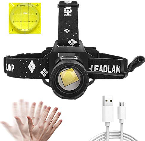 WINDFIRE Linterna Frontal LED USB Recargable Lámpara de Cabeza 8000 Lúmenes, 6 Modos de Luz Faro Extraíble, IPX4 Impermeable pare Nocturno, Camping, Pesca, Ciclismo