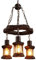E27 LED Pendelleuchte Vintage Holz Hängelampe für Rustikal industrie stil Wohnzimmer, Esszimmer, Arbeitszimmer, Landhaus, Kronleuchter mit Runde Glas Schirm, 3-flammig, 100m-Höhenverstellbar, D40cm