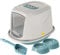 CAT CENTRE Medium Blue Kitten Hooded Litter Tray Durable Bundle Bowls Toilet Starter Set Kit Loo Carry Handle Carbon Filter