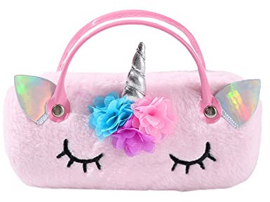 Hifot Peluche Unicorno Custodia Occhiali Rigida Bambini, Unicorn Astuccio Occhiali da Sole per Ragazza