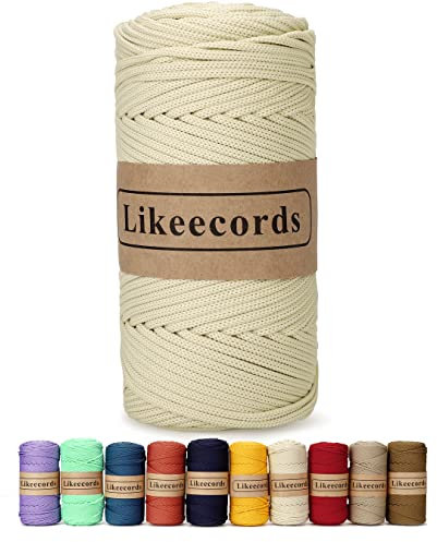 Likeecords Poliestere Corda 4mm x 130m,Cordino Per Borse Uncinetto,Polipropilene Macrame Corda intrecciata,Macramè Filo per Appendiabiti per Fiori, Home Decor (Colore albicocca)