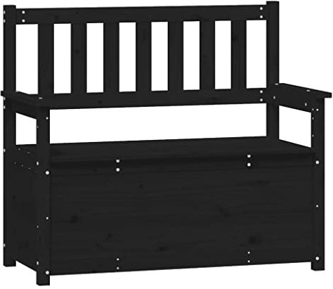 vidaXL Sitzbank mit Stauraum Truhenbank Holzbank Flurbank Truhe Bank Massivholzbank Sitztruhe Holztruhe Wohnzimmer Schwarz 112,5x51,5x96,5cm Massivholz Kiefer