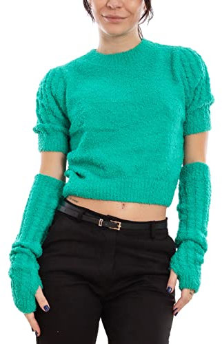 Toocool Damen-Pullover mit kurzen Ärmeln für Armwärmer MBO12545, grün, L-XL