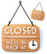 Cartello Open Closed Be right back con Ventosa, vintage Retro - Orario negozio modificabile con Quadrante Lancette