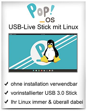 Linux Pop!_OS mit 64 Bit auf 32 GB USB 3.0 Stick - USB Live Stick - bootfähig