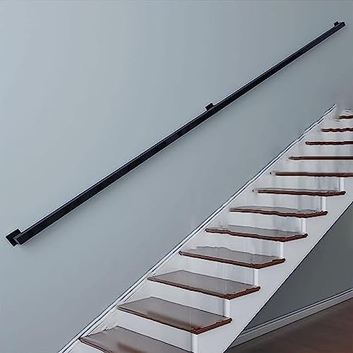 Main courante d'escalier moderne, 1m 1.5m 2m 3m Main courante d'escalier carrée noire Barre d'appui antidérapante en métal galvanisé Garde-corps de sécurité en fer pour intérieur extérieur ( Size : 12