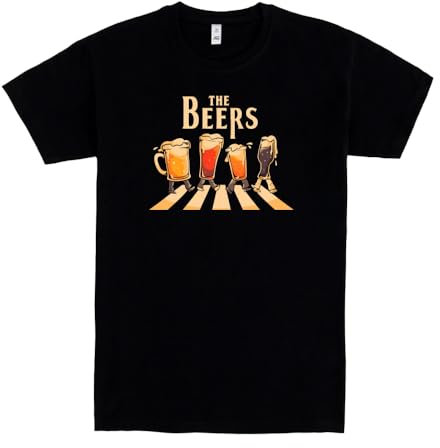 Pampling Maglietta Manica Corta in 100% Cotone, Abbigliamento Unisex per Uomo e Donna in 5 Taglie, T-Shirt Nera, Modello The Beers (L)