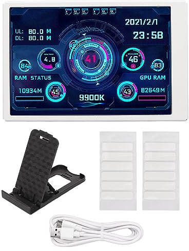 SUNGOOYUE 3.5in Computer Temp Monitor, USB Type C Interface IPS Full View 320x480 LCD Display Small Screen for AIDA64 PC CPU RAM Hard Disk Data Monitor (White)