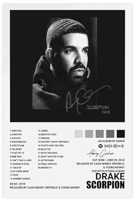 Azizat Drake Poster Skorpion Album Cover Poster Leinwand Poster Schlafzimmer Dekor Sport Landschaft Büro Zimmer Dekor Geschenk 30 x 45 cm