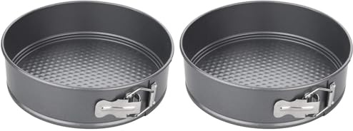 Chef Aid Non-Stick Spring Form Cake Tin, Round Cake pan with Loose Base for Easy Release, Fridge and Freezer Safe. Grey, 19cm, 7.5 inch (Pack of 2)