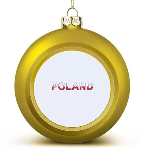 LUIJORGY Polen Flagge Weihnachtskugeln Ornamente – Nationalflagge Andenken – Goldene Polen Hängende Ornamente Kugeln für Weihnachtsbäume Frohe Weihnachtskugeln Neujahr für Familie