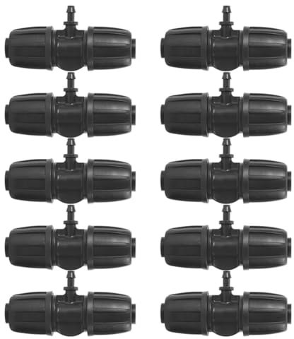 10x Conector en T para Manguera, (1/2)16mm A 4/7 Manguera Pe Atomización Pulverizador Conjunta Sistema de Riego Por Goteo Conectores de Bloqueo, para Césped Granja Jardín