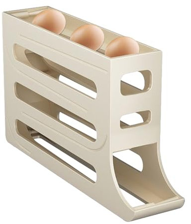 Birtern Huevera para Nevera, Caja de Almacenamiento de Huevos,Soporte Organizador de Huevos con Ruedas de 4 Niveles - Contenedor de Almacenamiento de Alimentos para refrigerador, gabinete de Cocina