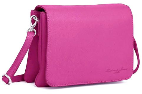 Hudson & James Designer-Umhängetasche aus echtem Leder für Damen, für den Alltag, Crossover, Cross-Body, Arbeit, iPad, Schultertasche, rose, M