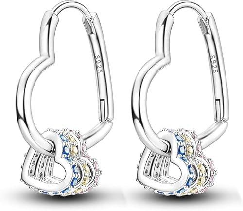 QIKAOLA S925 Silber Ohrringe für Frauen Huggie Hoop Ohrringe bunt kubischer Zirkon
