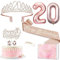 Deko 20. Geburtstag Frau, 20. Geburtstagskrone und Schärpe, Tortendeko Geburtstag und Kerzen, Roségold Folienballon 20, 20. Geschenk für Mädchen zum Geburtstagsparty Deko Supplies