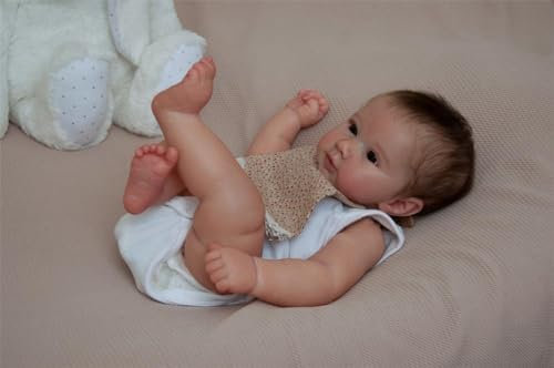 Anano Lebensechte Babypuppen 50cm Reborn Baby Mädchen Puppen Echt Lebendig Aussehend Newborn Baby Puppe Reborn Toddler Mädchen Silikonpuppe Mit Lätzchen Und Haaren