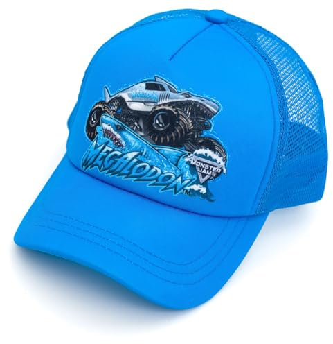 Monster Jam Grave Digger El Toro Loco Megalodon Mesh Adjustable Snapback Baseball Cap One Size, Megalodon, Blau, Einheitsgröße