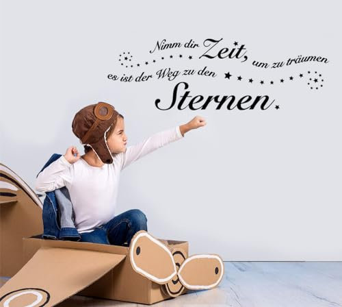 Sternen-Wandtattoo - Nimm dir Zeit, um zu träumen, es ist der Weg zu den Sternen | Inspirierende Dekoration für Wohnzimmer & Schlafzimmer (30x92cm)