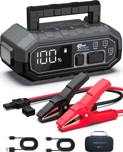 Portable Car Jump Starter 4000A: 12V Battery Jumper Emergency for 10.0L Gas Diesel Engines, Power Booster Start Boost Charger, Intelligent Protection, USB-A Type-C Ports with mutifuctional Light