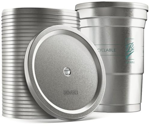 Aluminum Lids for 20oz Aluminum Ball Cups (30 Pack) Recyclable Snap-on Cap with Center Straw Hole (for 20 Ounce Size ONLY, Cups Sold Separately), 30 Count