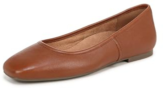 Vionic Womens Orinda Ballet Flat Tan Brown Leather 8 M
